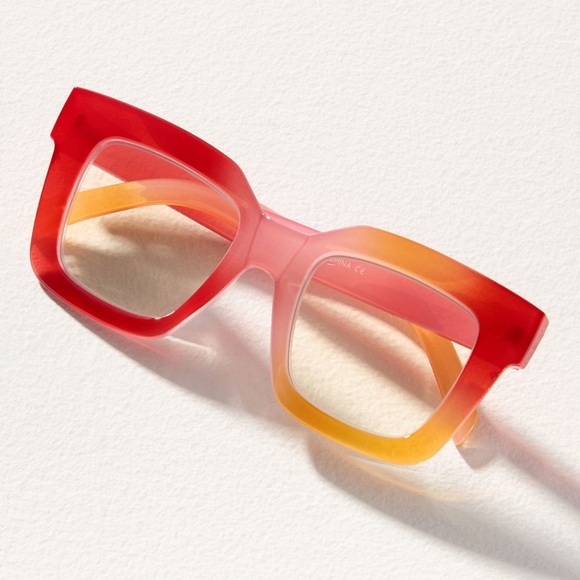 Anthropologie Accessories - Anthropologie Chunky Cara Translucent Blue Light Readers Red Orange 2.0 NEW